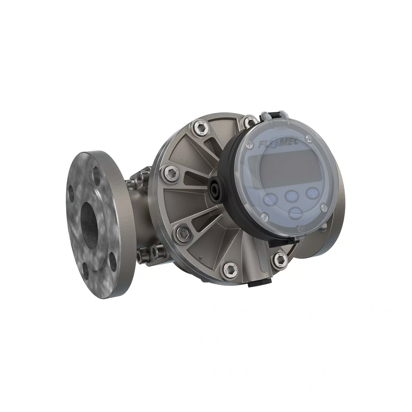 2" Oval Gear Stainless Steel #150 ANSI Flange Flow Meter, RT14 Transmitter with Built-In Digital Display