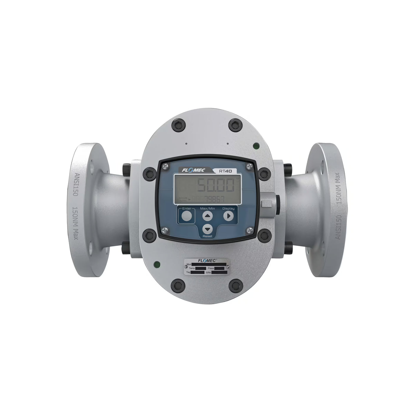 3" Oval Gear Aluminum #150 ANSI Flange Flow Meter, RT40 Transmitter with Built-In Digital Display