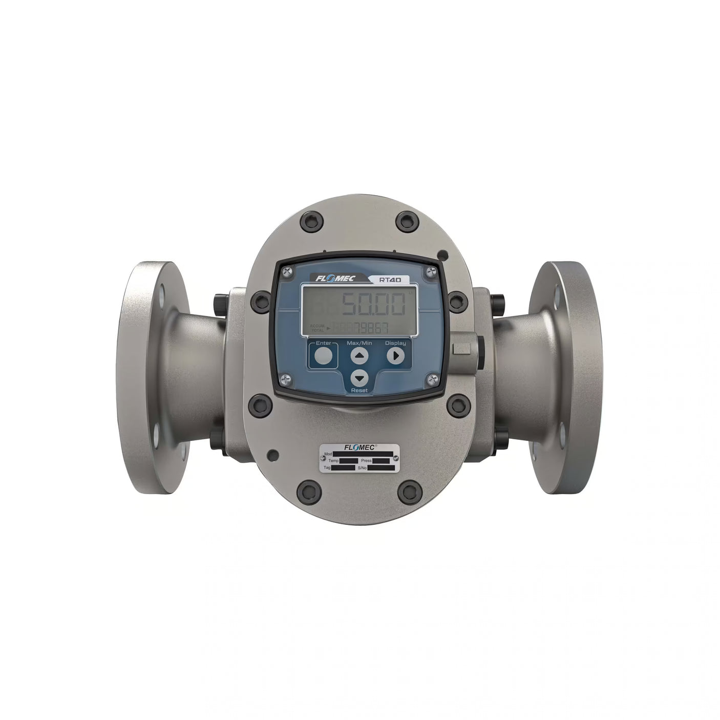 3" Oval Gear Stainless Steel #150 ANSI Flange Flow Meter, RT40 Transmitter with Built-In Digital Display
