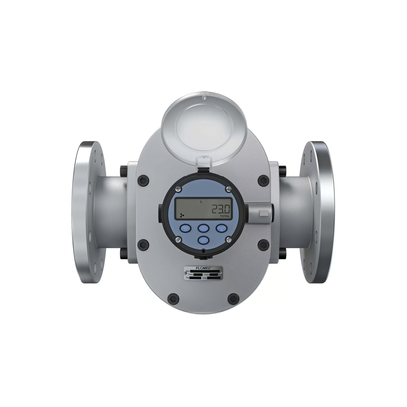 4" Oval Gear Aluminum #150 ANSI Flange Flow Meter, RT14 Transmitter with Built-In Digital Display