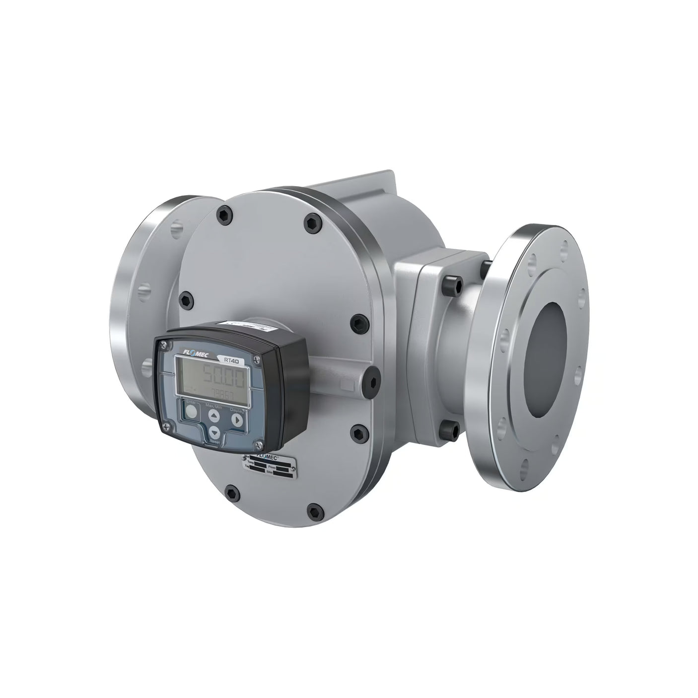 4" Oval Gear Aluminum #150 ANSI Flange Flow Meter, RT40 Transmitter with Built-In Digital Display
