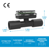 3/4" Turbine PVC NPT Flow Meter with Digital Display