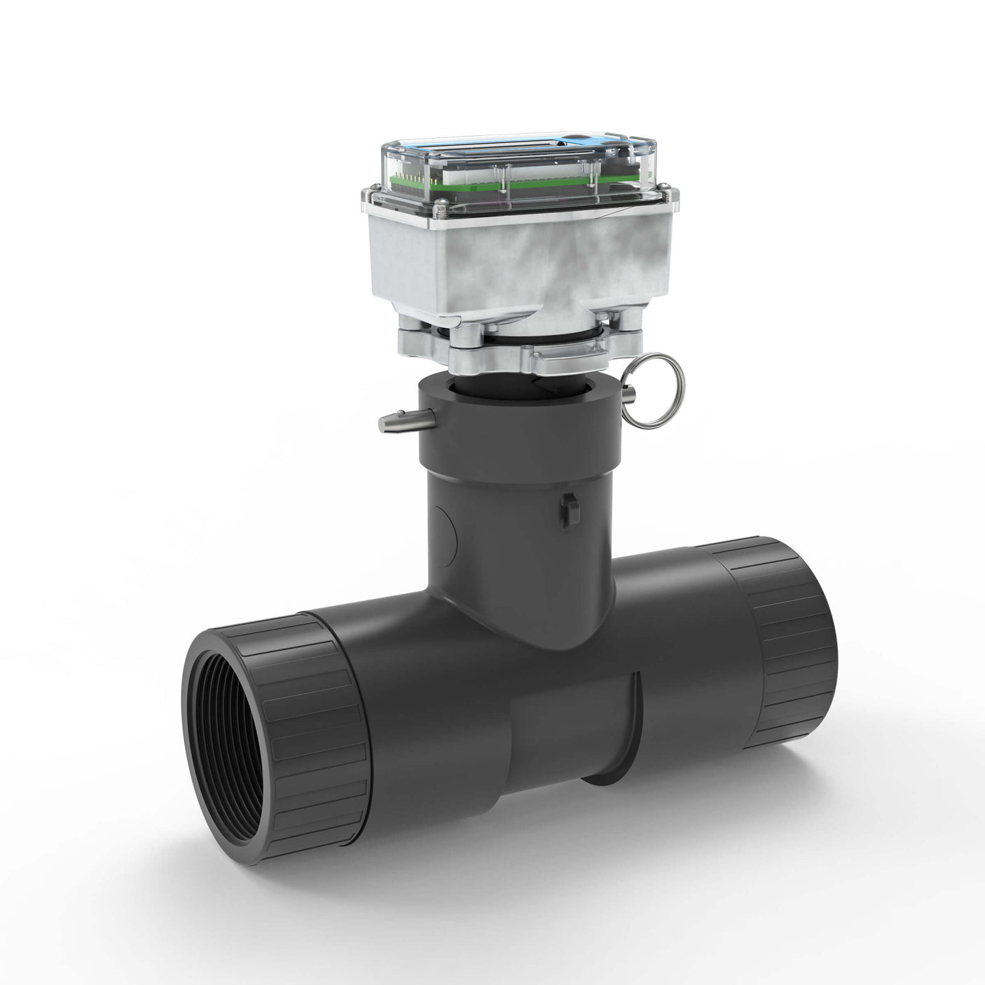 2" Ultrasonic Flow Meter with Digital Display, Schedule 80 PVC Tee, BSPT (Female)