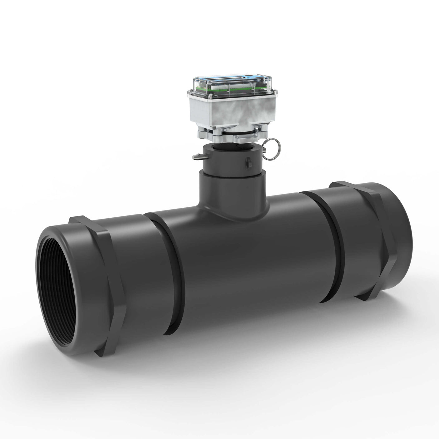 4" Ultrasonic Flow Meter with Digital Display, Schedule 80 PVC Tee, NPT (Female)