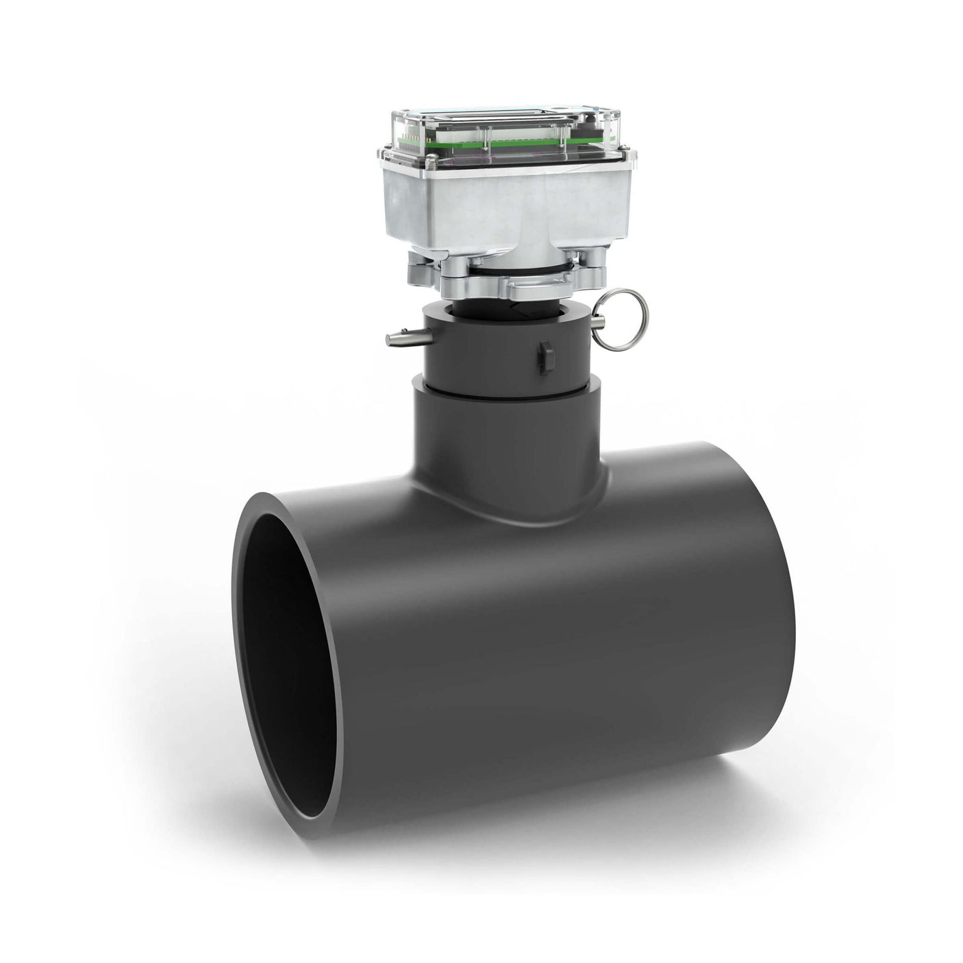 4" Ultrasonic Flow Meter with Digital Display, Schedule 80 PVC Tee, Socket