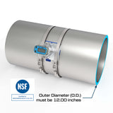 12" Ultrasonic Flow Meter with Digital Display, Saddle for Tube Pipe